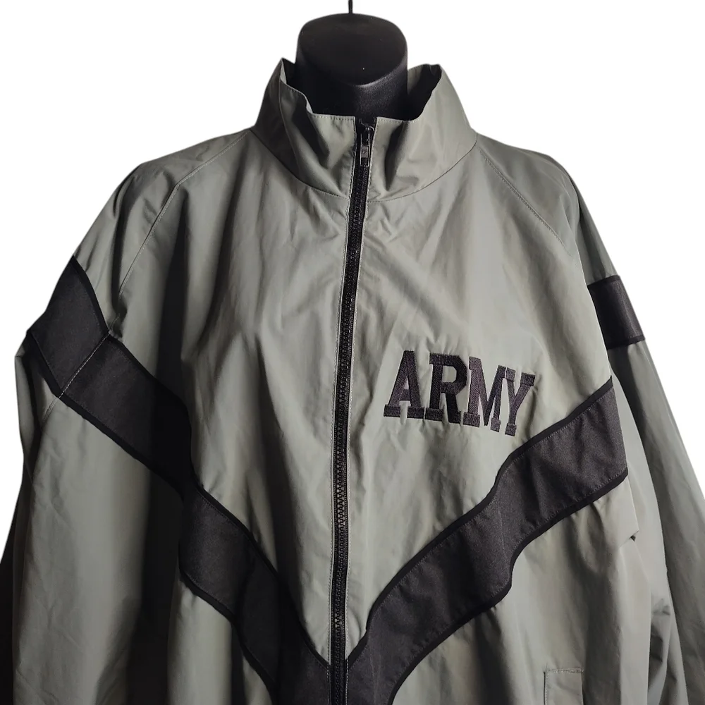 US Military Surplus Army PFU Jacket Green Large Long 100% Nylon Windbreaker L